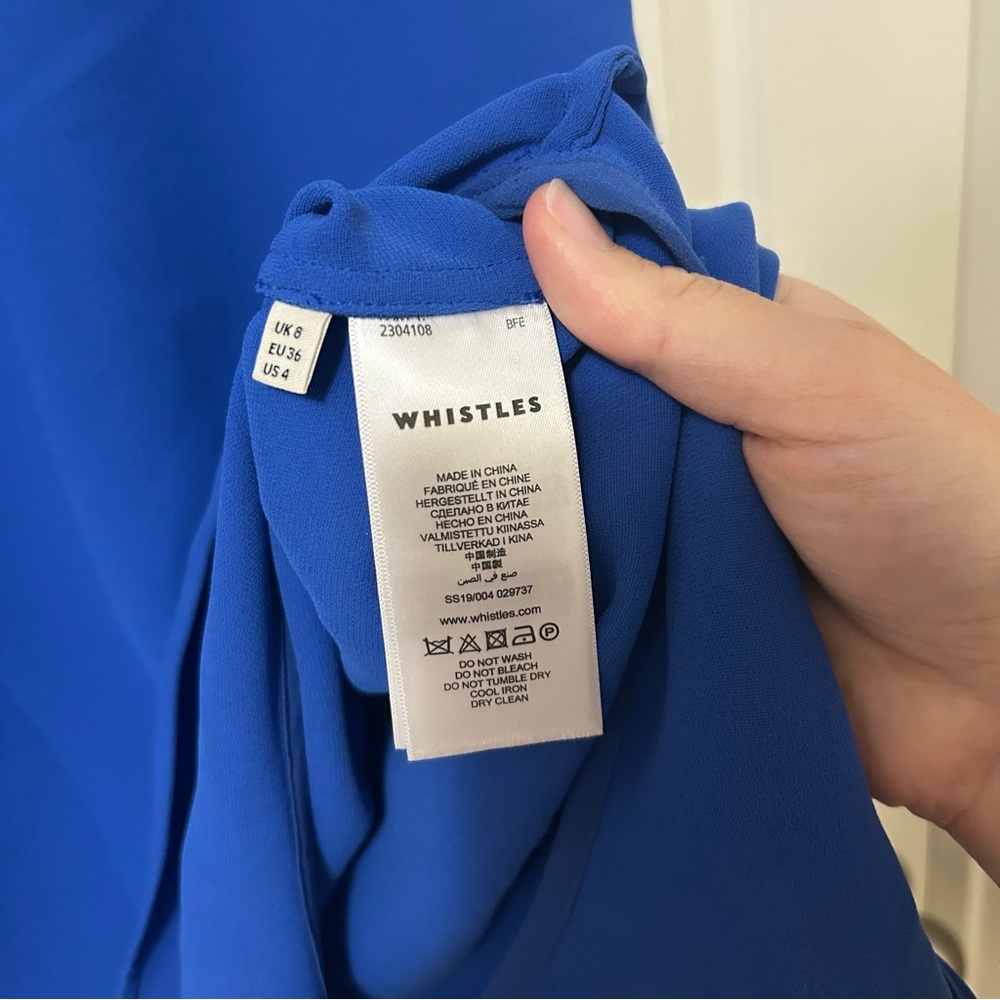 NWT Whistles Federica Crepe Dress in Blue Size 4 - Needs Cleaning - Picture 15 of 16